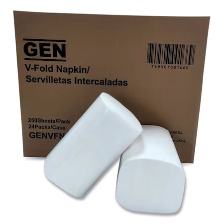 Gen Premium V-Fold Pop-Up Dispenser Napkin, 6.5 x 8.3, White, PK6000 GENVFN60002V